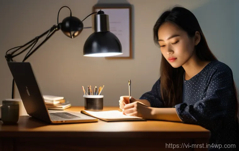 SEO 최적화를 위한 콘텐츠 작성 전략 - **Prompt:** A young Vietnamese woman, around 25-30 years old, sitting comfortably at her desk late a...