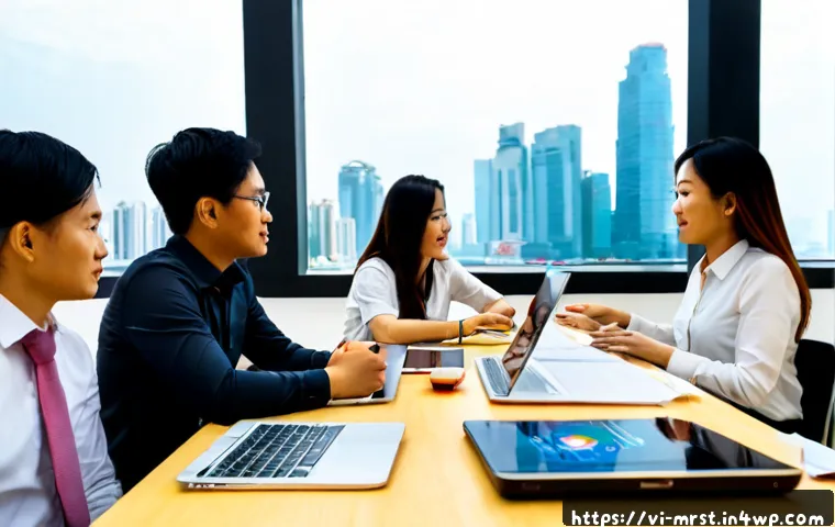 다국적 기업의 콘텐츠 마케팅 전략 - Photorealistic multinational content marketing strategy meeting in a modern Ho Chi Minh City office,...
